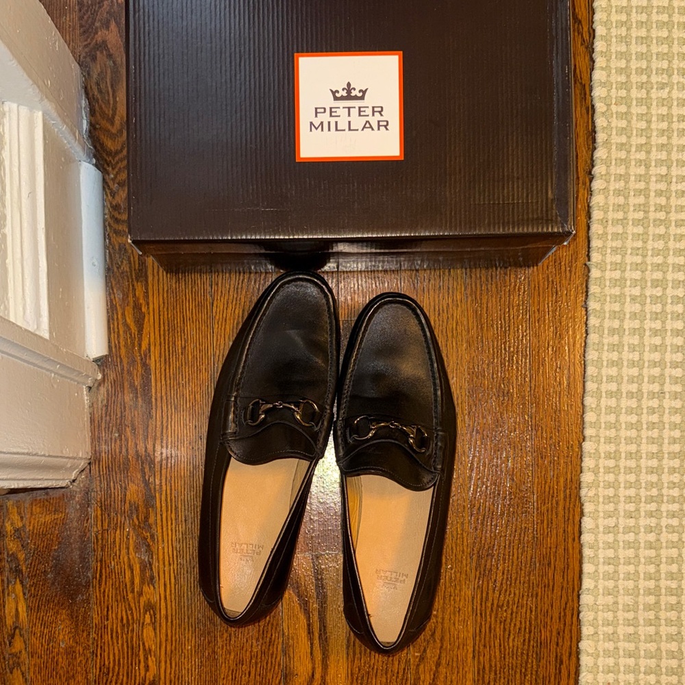 Peter Millar EUC 12M Black Classic Silver Horsebit Leather Loafer. Nearly new!